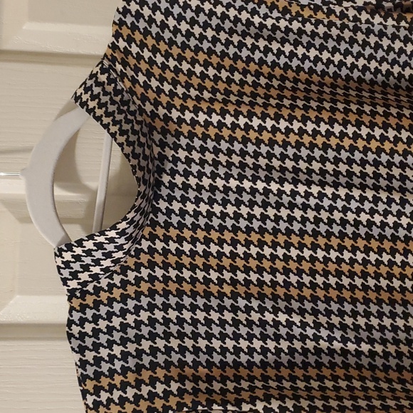 Ann Taylor Mock Neck Blouse, XL, Houndstooth - Picture 2 of 10